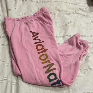 Aviator Nation Pink Joggers with Multicolor Logo